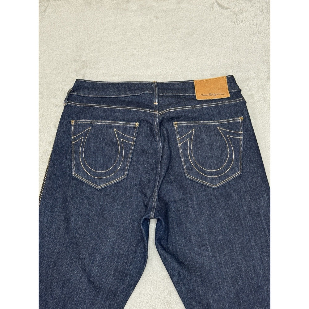 True Religion Slim Mid Rise Jeans Women's 29x29 Dark Wash Studded Side USA - Picture 11 of 12